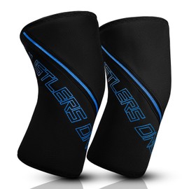 Hustlers Only 7MM Gym Knee Sleeves for Powerlifting, Weightlifting Double Ply Knee Sleeves for Support, knee Pian Relief and Protection Heavy Duty Pair for Strongman and Women (Black/Blue, L)