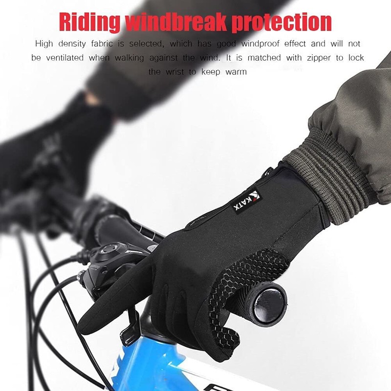 Katx Cycling Gloves Touchscreen Thermal Running Gloves Black Winter Gloves