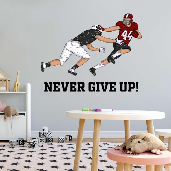 Design With Vinyl Wall Decal Never Give up American Football