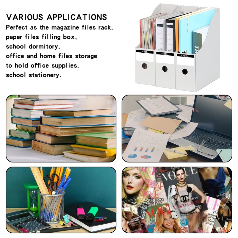 JINCHIDA 3 Pack Magazine File Holder with 3 Labels,Cardboard Magazine