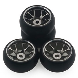 RCAWD RC Wheel Tyre, Alloy Car Drift Tyre for 1/28 Wltoys K969 K989 P929 Kyosho Rally Model Car Upgrade Part 4 Pieces (Titanium)