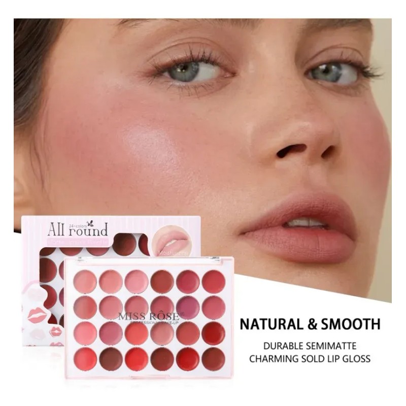 Paleta Labiales Mate 24 Tonos Miss Rose M557- 7301-489m-24color