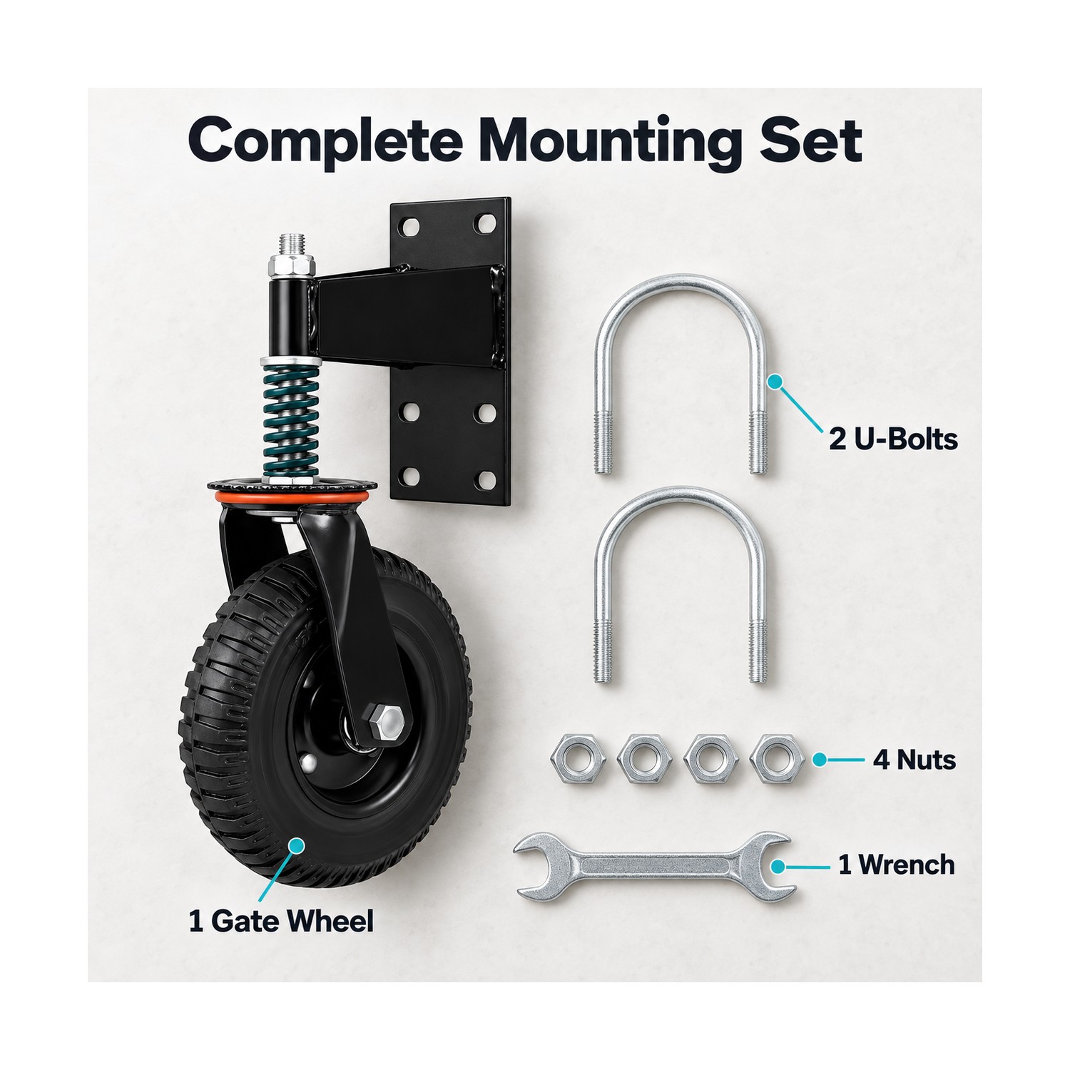 8 Inch Spring Loaded Gate Wheel 600 lb 360° Swivel - ibspot.com