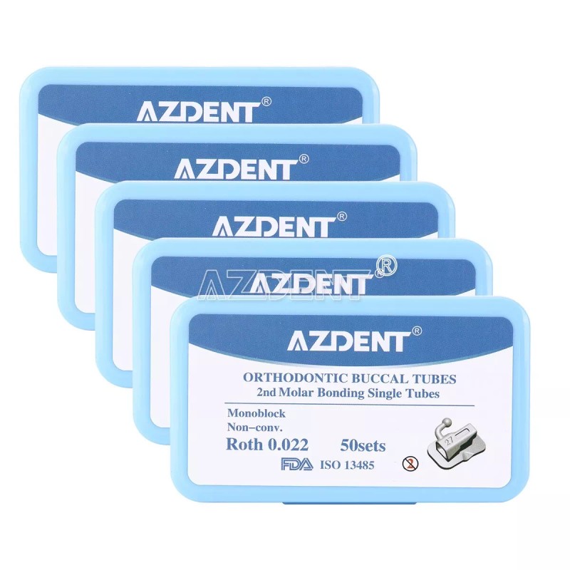 AZDENT Dental Orthodontic Buccal Tubes 2nd Molar Monoblock Roth 022