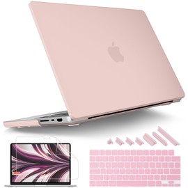Tuiklol for Matte M4 MacBook Pro 14 inch Case 2024-2021 Release A3112 A3401 A3185, A2992 A2918 M3 A2779 M2 A2442 M1 Pro/Max Chip,Hard Shell Case+Screen Protector with Touch ID, Matte Chalk Pink