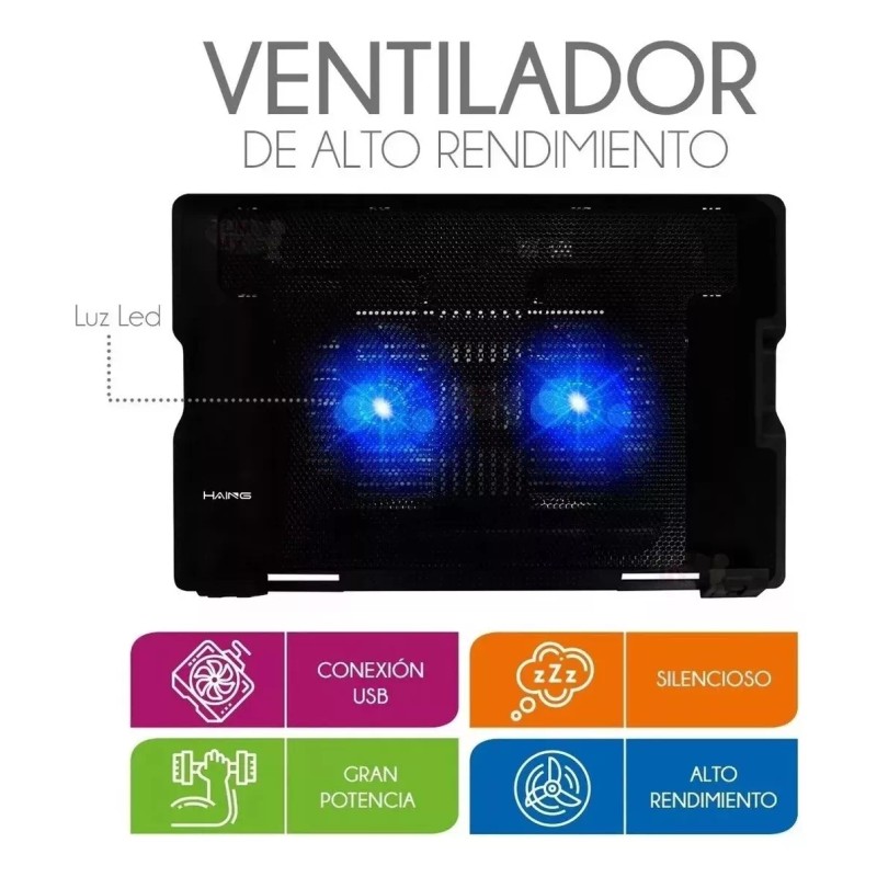 TS Cool Pad Base Laptop Enfriadora 2 Ventiladores 3 Posiciones