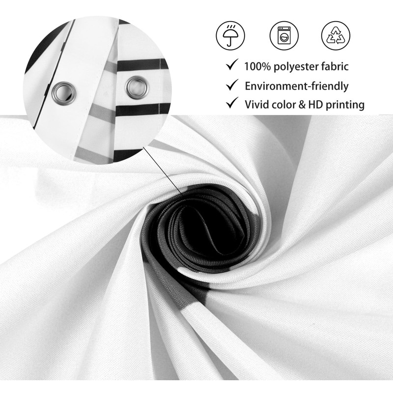 GKLEASG White and Black Shower Curtain, Boho Minimalist Mid Century