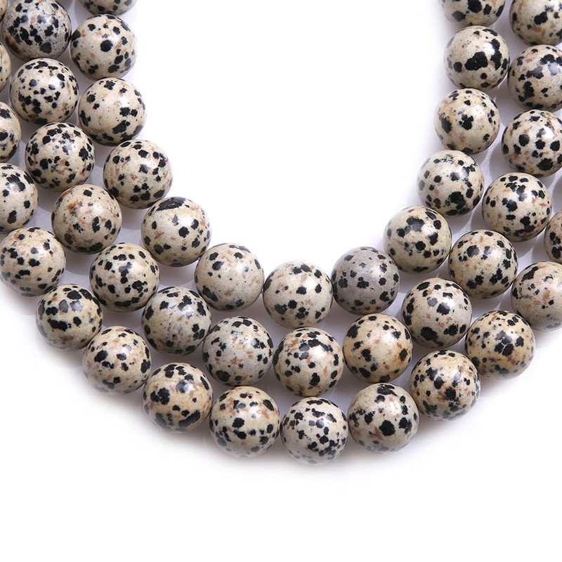 GEM-Inside Dalmation Dalmatian Jasper Gemstone Loose Beads 14MM Round Crystal