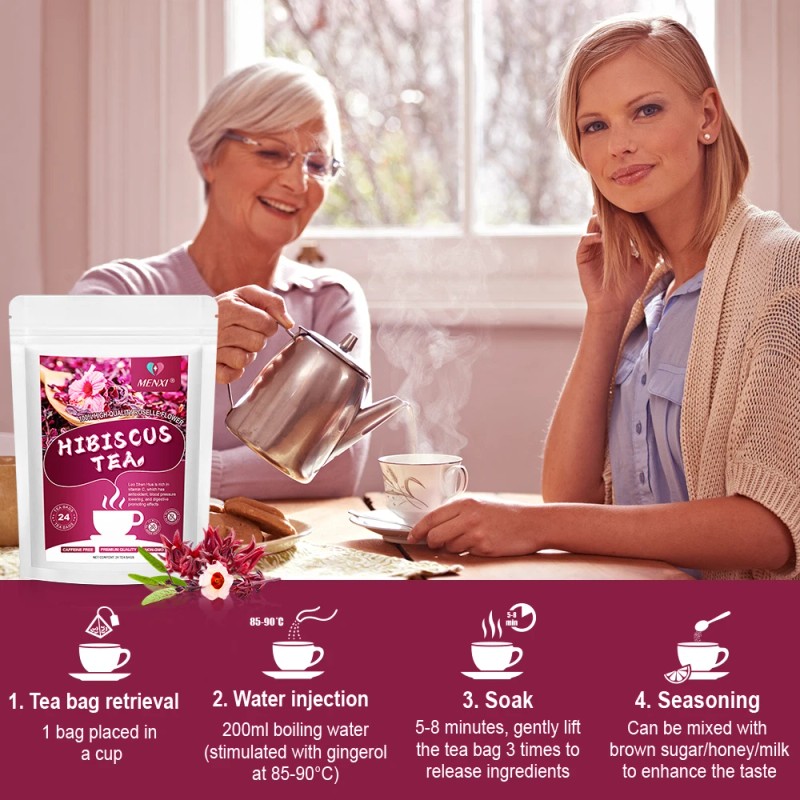 MENXI 24ags Hibiscus Flower Tea Bags - Blood Pressure Balance