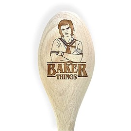 "Baker Things" Steve Stranger Inspired Novelty Engraved Wooden Spoon Baking Gift | Baking Stuff | Novelty Gift | UK Merch | Unofficial Merchandise (Steve)