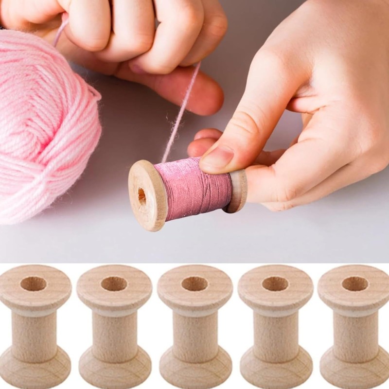 Wooden Spools for Crafts, 10 Pcs
