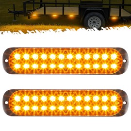 Partsam 2Pcs 7.5 inch Aluminum Housing Amber 24LEDs Trailer Side Marker Turn Signal Light, Surface Mount Clearance Lights of Truck Tractor RV Pickup, IP67 Waterproof