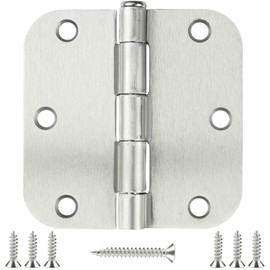 Door Hinge 3 1/2" 18 Pack Rounded Door Hinges Satin/Brushed Nickel 3.5" x 3.5 Inch Hinges for Doors Interior 5/8" Radius Corners Residential Silver Heavy Duty Steel,Reversible Removable Pin Hinge KIW
