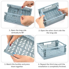 BATINO Pack of 5 Folding Boxes Small 3 Pieces Folding Box Small 2 Pieces Mini Folding Boxes Foldable Stable Folding Basket Foldable Stackable Folding Boxes for Kitchen, Children's Room, Office