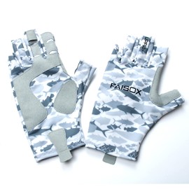 Fishing Gloves for Men Women UPF50+ Sun UV Protection Kayaking Rowing Paddling Fish Handling Saltwater Freshwater (Fish Gradient, XX-Large)