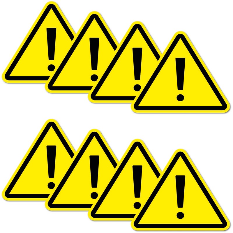 Pack of 8 Warning Stickers 6 x 5 cm Warning