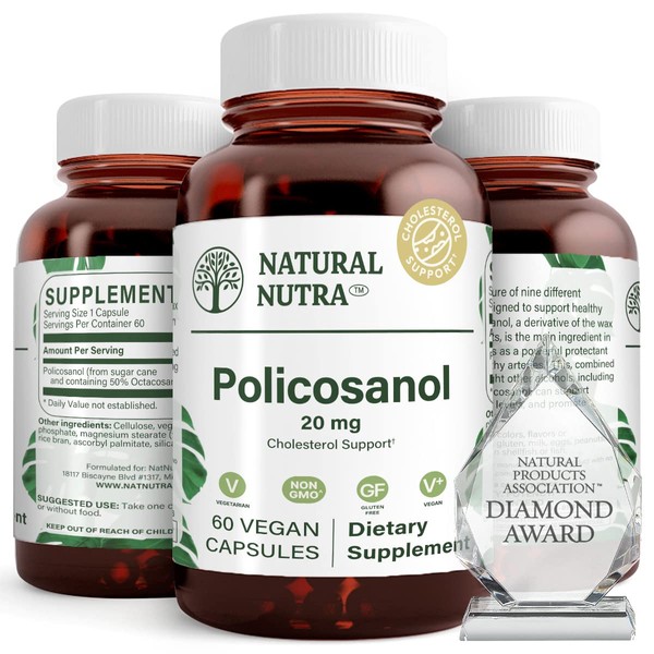 Natural Nutra Policosanol 20mg with Octacosanol, Antioxidant Supplement to Promotes