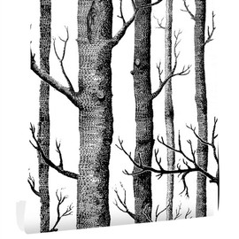 Micpolo 17.7" X 118" Wallpaper for Bedroom Peel and Stick Wallpaper Black and White Wallpaper Birch Tree Contact Paper Self Adhesive Wallpaper Vinyl Film Decor WallCovering Shelf Drawer Liner