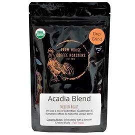Farm House Coffee Roasters - 4oz, Acadia Blend, Medium Roast, Certified Organic, Small Batch, Made in Maine, 4 ounce