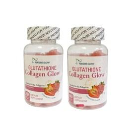Nature Glow 2 Bottles Nature Glow Glutathione Collagen - Strawberry Flavor, Chewable Gummies