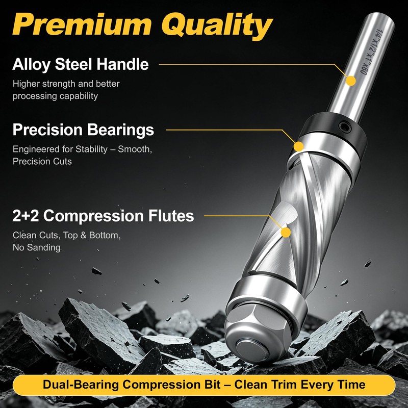 REKCKRUL Pattern Flush Trim Router Bit, 1/4" Shank Top &