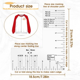 COMNICO Left Chest Logo Placement Tool, T-Shirt Ruler Guide for Vinyl Alignment, Clear Acrylic Sewing Ruler Embroidery Placement Ruler for Adult Size Heat Press Printing Pattern Making