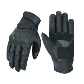 RUBSONS HKRG Men's Touch Screen Leather Motorcycle Biker Gloves (S)