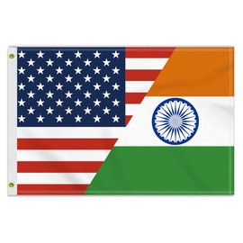 2×3 FT India USA Friendship Flag, Medium 60×90CM 150D Indian Outdoor Banner,Double Side Printing American Decor For Patio Garden With Brass Gromment