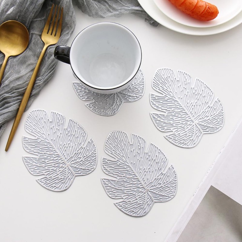 Anevous Set of 4 Monstera Leaf Coasters, Drinks Coasters, Table