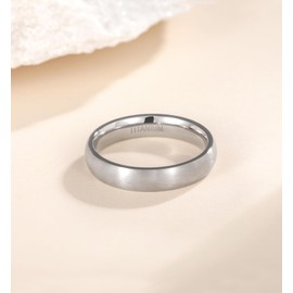 TIGRADE 4mm 6mm 8mm Titanium Ring Brushed Dome Silver Wedding Band Comfort Fit Size 4-14.5,4mm,Size 8
