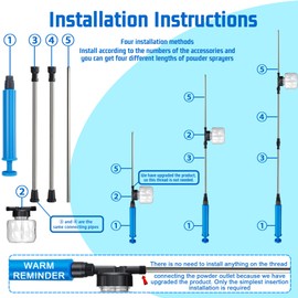 Diatomaceous Earth Powder Duster,Adjustable Powder Sprayer 24.5" to 44" with Push-Pull Air Pump,Stainless Steel Rod,8.5oz Transparent Tank,Powder Applicator for Indoor Outdoor Use