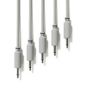ExcelValley - 5-Pack - Mono Modular Patch Cables - TS 3.5mm 1/8" Eurorack Synthesizer [Grey | 180 cm - 70.87"]
