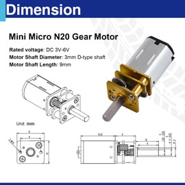 6 Pack N20 Gear Motors, DC 3V–6V Mini Slow Speed Gearbox Motors for RC Cars and Robot Models