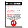 Business Hours Aluminum Sign | Indoor/Outdoor | 14" Tall