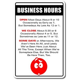 Business Hours Aluminum Sign | Indoor/Outdoor | 14" Tall