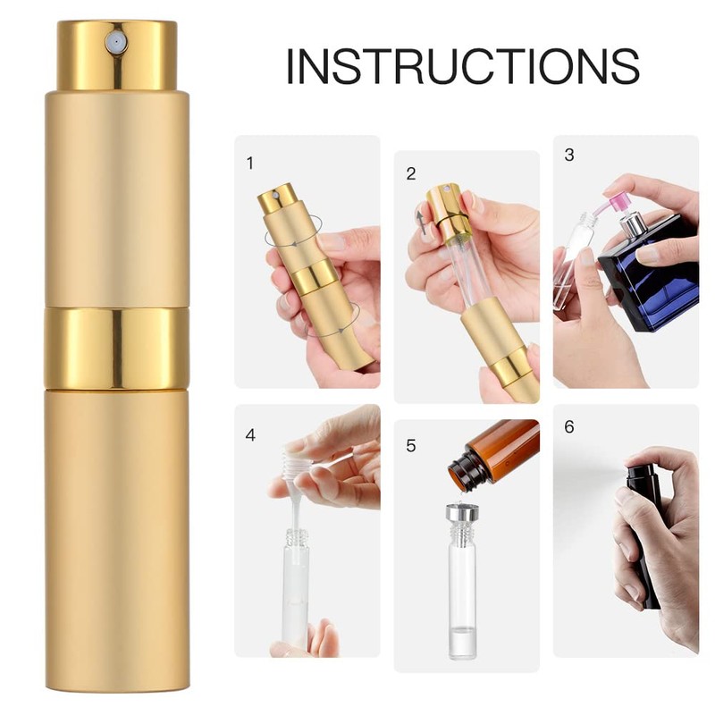 LISAPACK 8ML Atomizer Perfume Spray Bottle for Travel, Empty Refillable