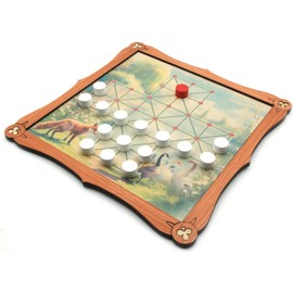 Fox & Geese traditional wooden board game