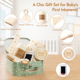 Baby Gifts Set for Newborn – Gift Basket with Muslin Baby Essentials, Perfect for Baby Boy Gifts & Baby Girl Gifts, Gender Reveal & New Mom Gifts