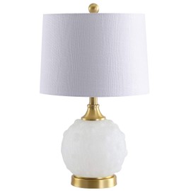JONATHAN Y JYL6200A Ilsa 22" Dotted Glass/Metal LED Lamp Contemporary,Transitional for Bedroom, Living Room, Office, College Dorm, Coffee Table, Bookcase, White/Brass Gold