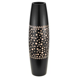 AeraVida Cosmic Stars at Night Hand-Carved Wooden Table Vase with Black Stain Finish | Modern Chic Home Decor Accent | Stylish Rustic Vase for Living Room or Office