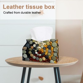 2 Pack Tissue Box Cover Holder, Peacock Feather Trippy Rectangle Leather Tissue Case, Decorative Organizer for Tabletop, Bathroom, Car, Office