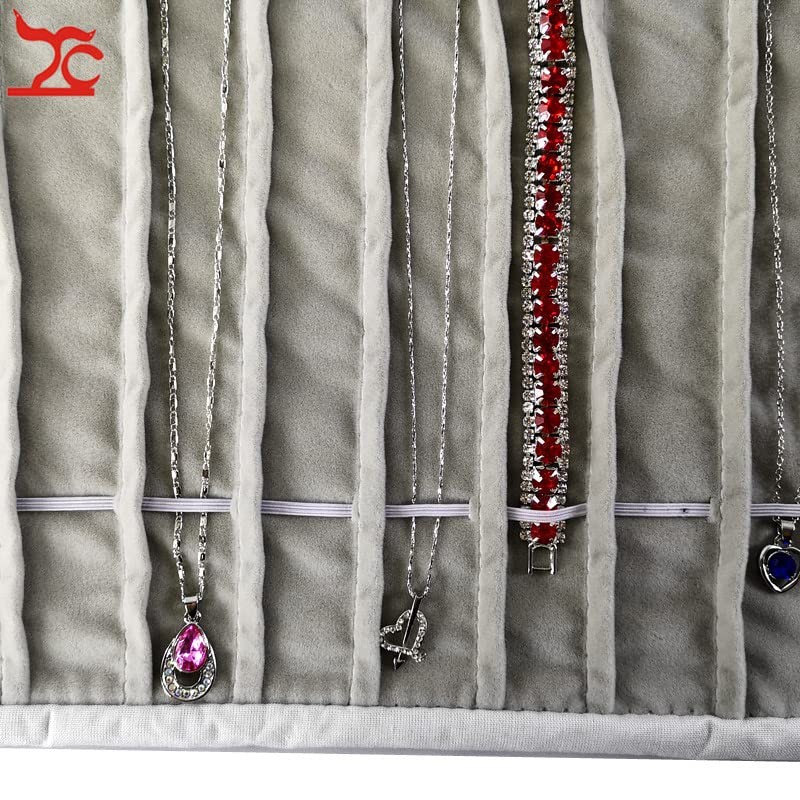 Portable Jewelry Roll Untangled Secure Necklace Travel Storage Bag Displays