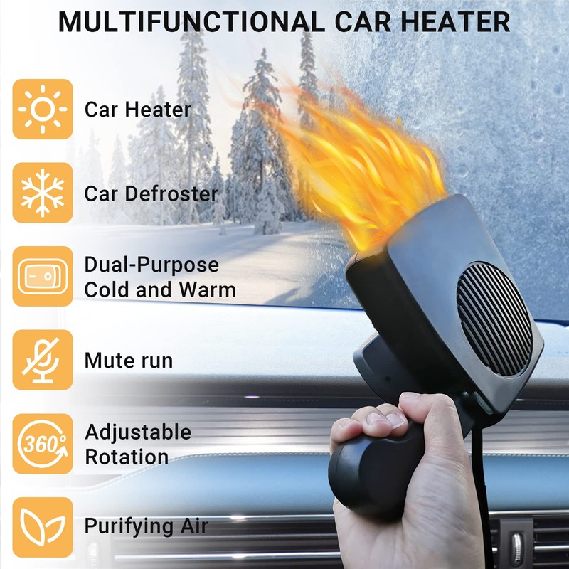 Car Heater,12V 200W Portable Windshield Defroster Demister with Heating/Cooling Fan