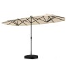 13FT Double-Sided Solar Powered Patio Umbrella with LED Lights for