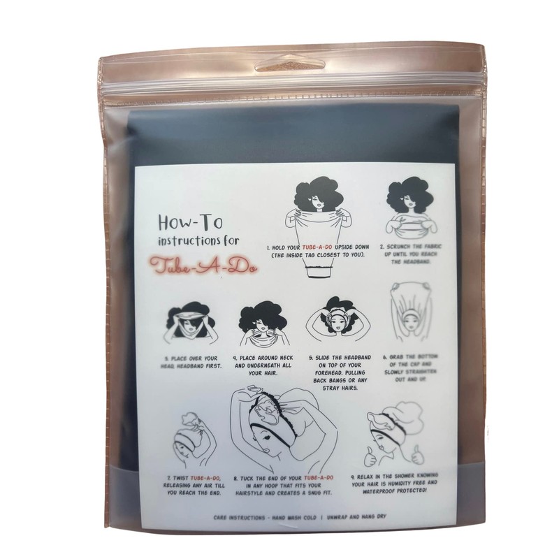 Tube-A-Do Waterproof Shower Cap - Elastic Reusable Bathing Hair Cap