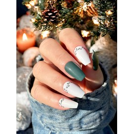 TOUGH GIRLS | 20 Exquisite Gel Nail Polish Strips w/Application Accessories - No UV/LED Lamp Required (Holiday | Green Holly & Red Foil Berries)