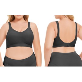 Lemef Non Wired Bra for Women Wireless Seamless Underoutfit Bra with Support and Lift Padded Wirefree Sports Bra, Black M