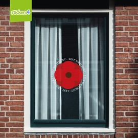 Remembrance Window Sticker for Home and Shops - Poppy Day Window Stickers - Lest we Forget Window Sticker
