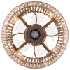 Rattan Caged Flush Mount Ceiling Fans with Lights and Remote