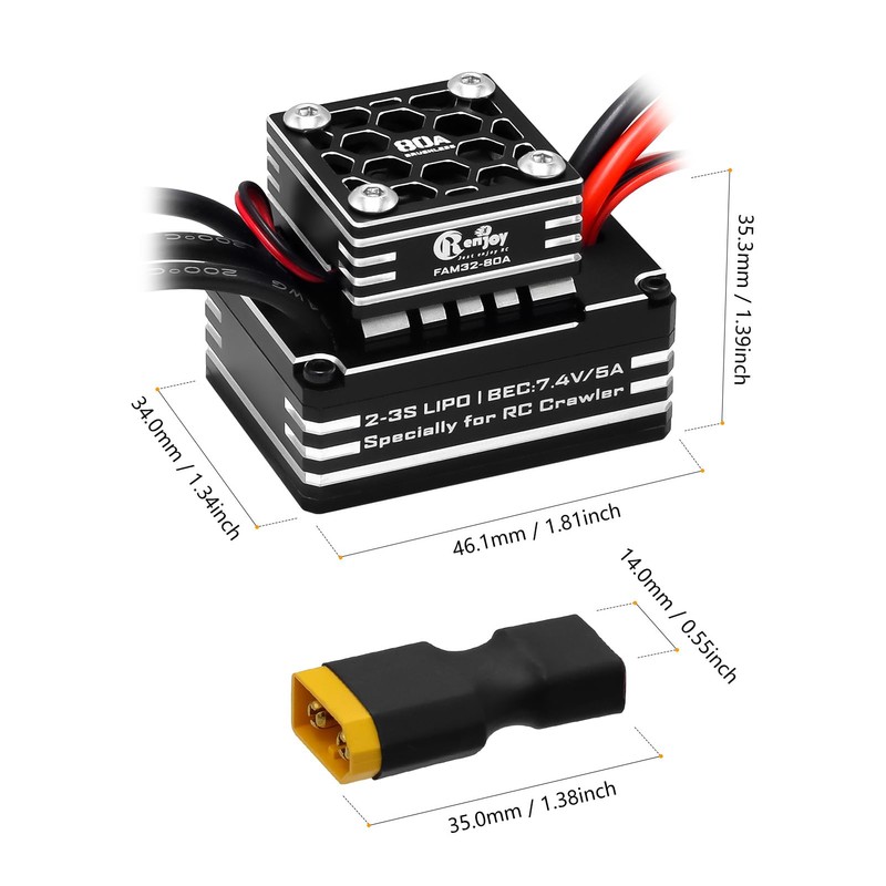 3548 1400KV Brushless Outrunner Motor with AM32 80A Brushless ESC